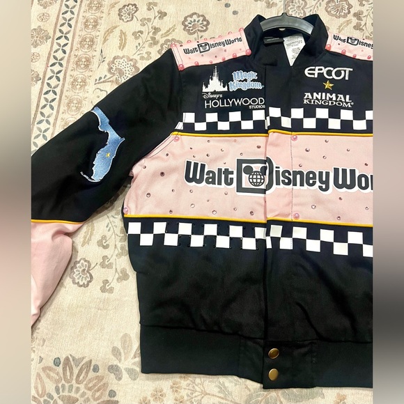 Her Universe Walt Disney World Bomber Pink & Black Racing Jacket XS - Picture 8 of 13